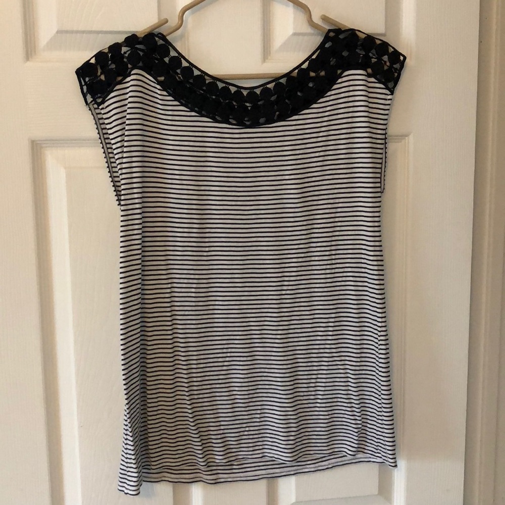 Loft striped capped sleeve top